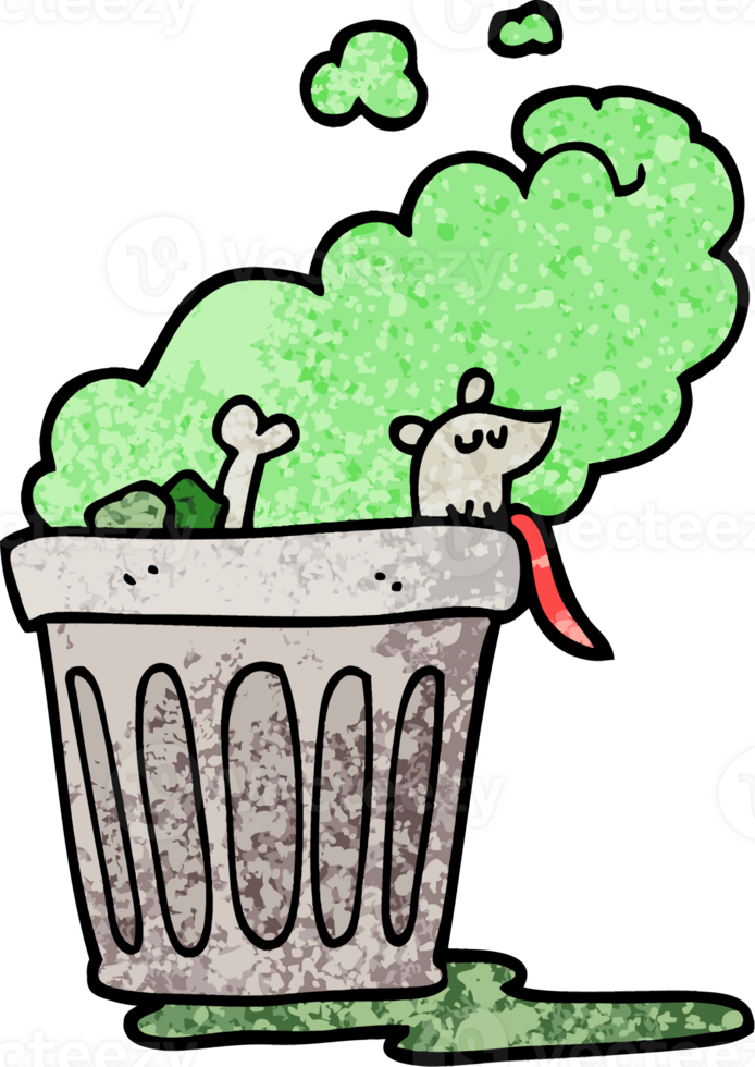 grunge textured illustration cartoon smelly garbage can png