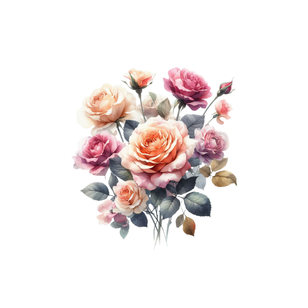 Pink Rose Flower Bouquet Arrangement Watercolor png