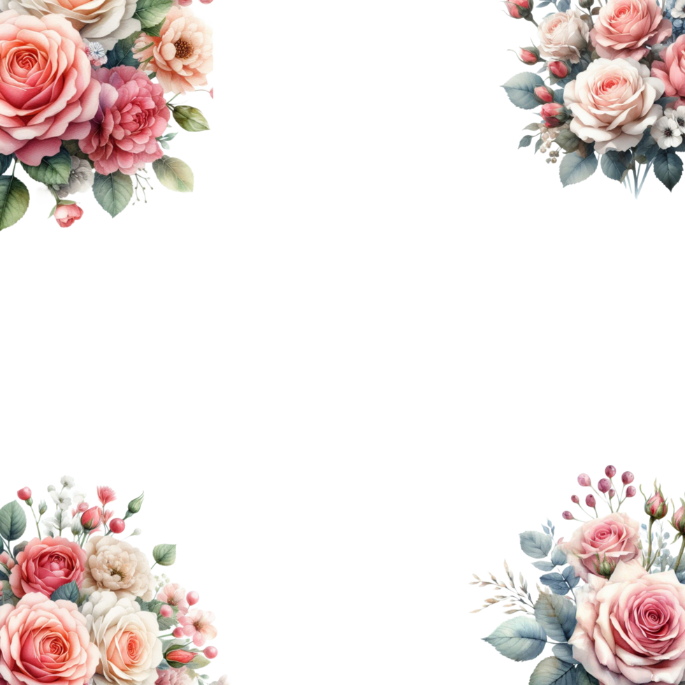 roze roos bloemboeket arrangement aquarel png