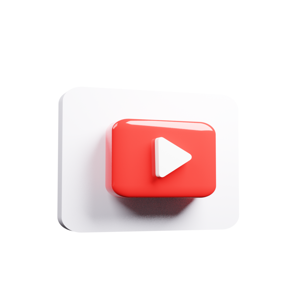 3D render youtube logo icon isolated on transparent background png
