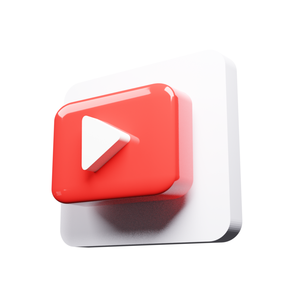 3D render youtube logo icon isolated on transparent background png