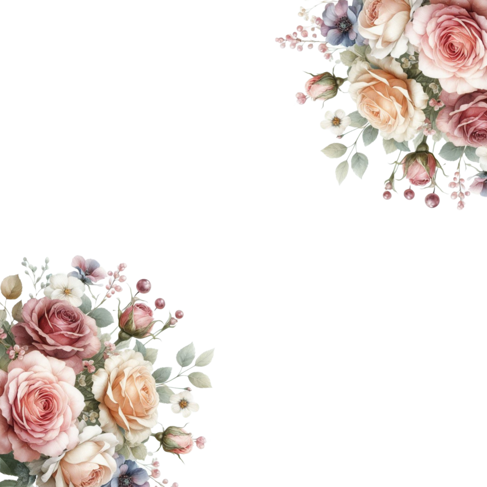 Pink Rose Flower Bouquet Arrangement Watercolor png