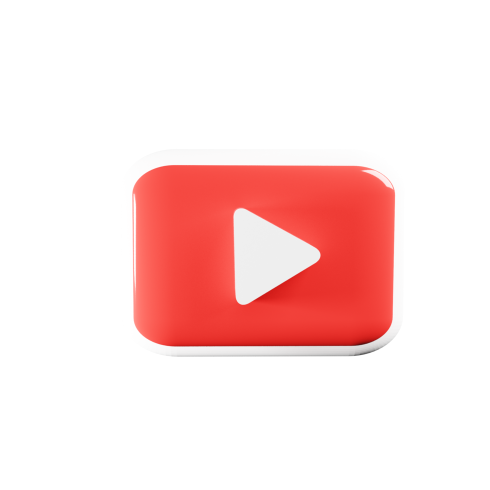 3D render youtube logo icon isolated on transparent background png