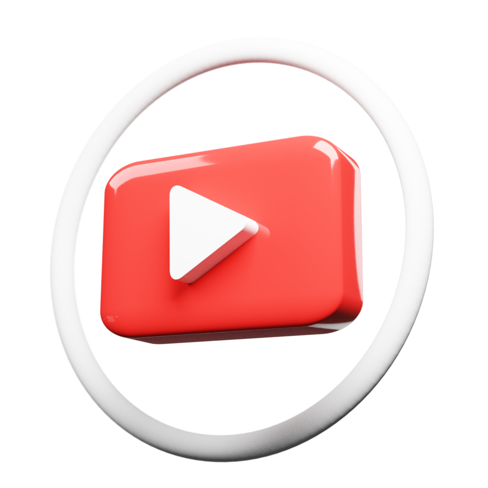3D render youtube logo icon isolated on transparent background png