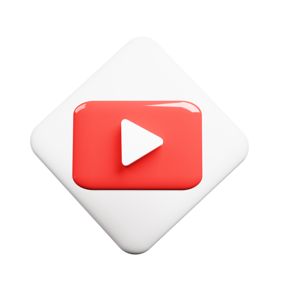 3D render youtube logo icon isolated on transparent background png