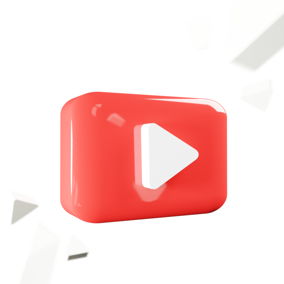 3D render youtube logo icon isolated on transparent background png