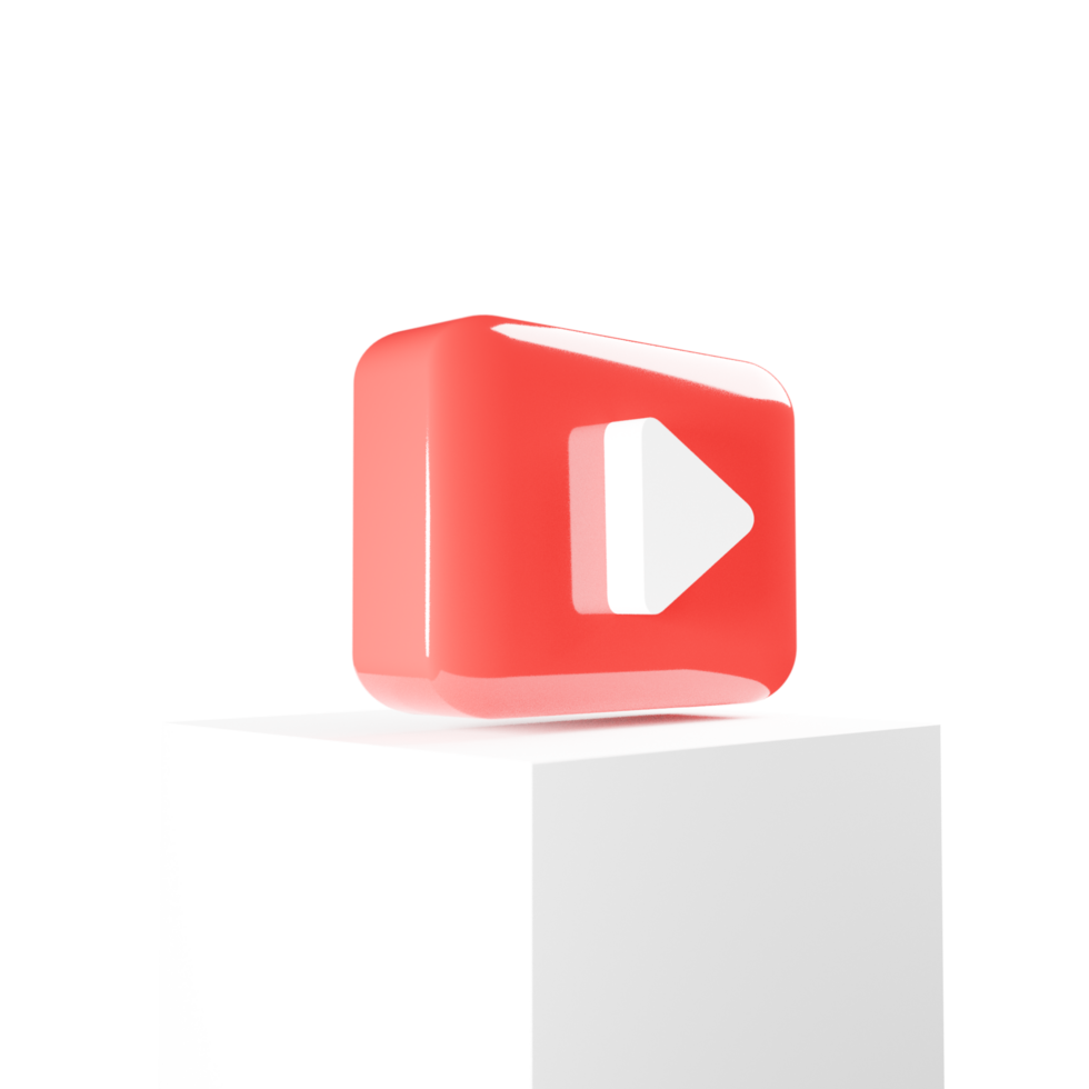 3D render youtube logo icon isolated on transparent background png