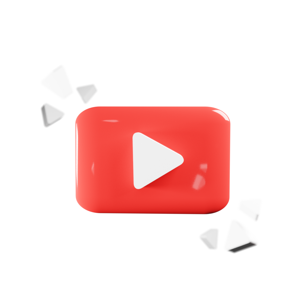 3D render youtube logo icon isolated on transparent background png