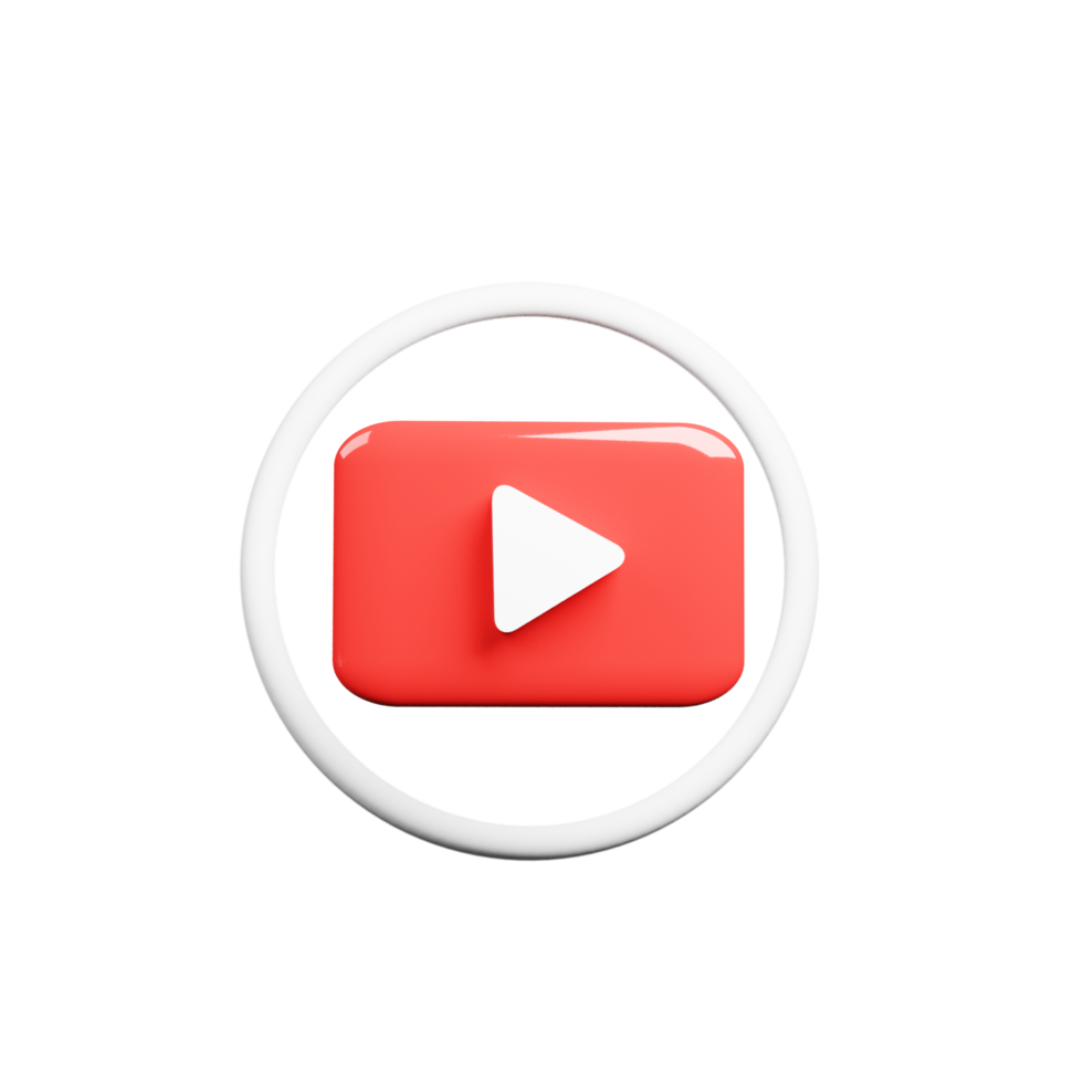 3D render youtube logo icon isolated on transparent background png