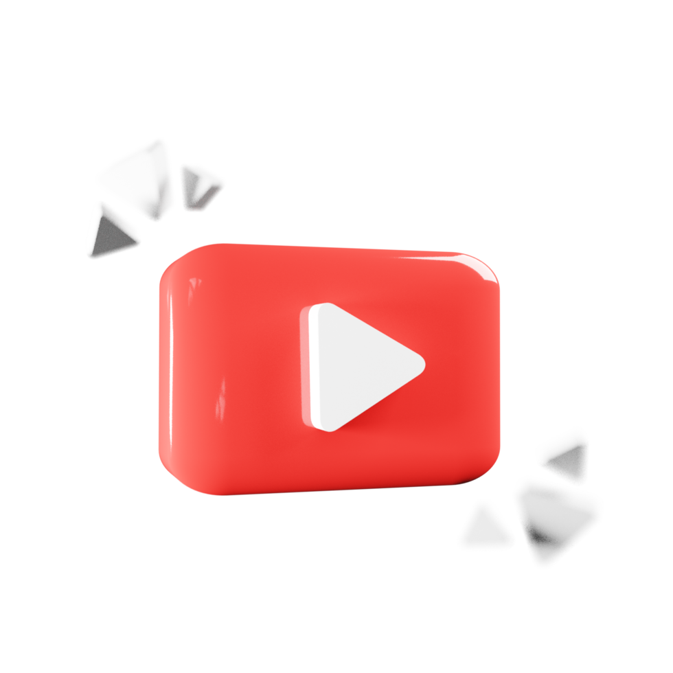 3D render youtube logo icon isolated on transparent background png
