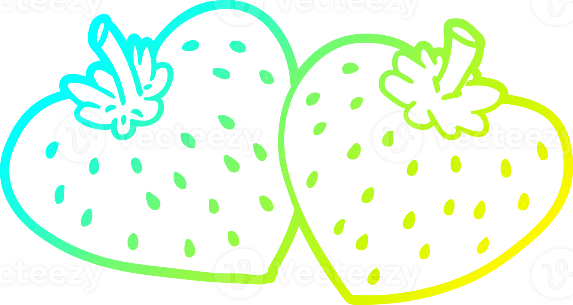 cold gradient line drawing of a cartoon strawberries png