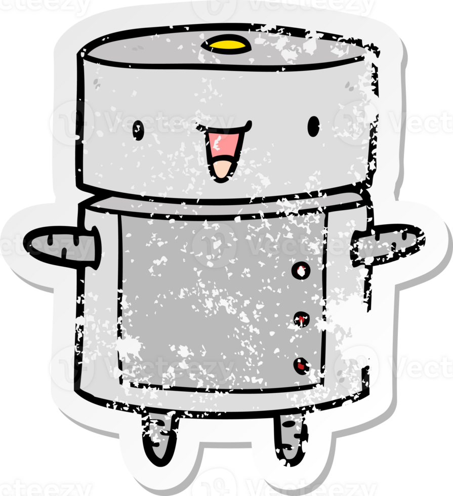 distressed sticker of a cartoon robot png