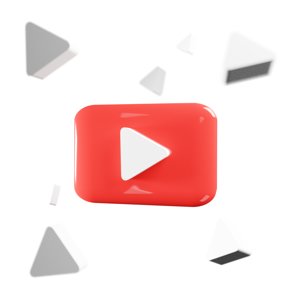 3D render youtube logo icon isolated on transparent background png