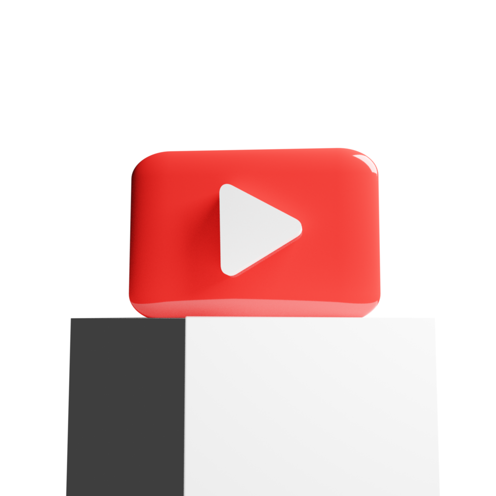 3D render youtube logo icon isolated on transparent background png
