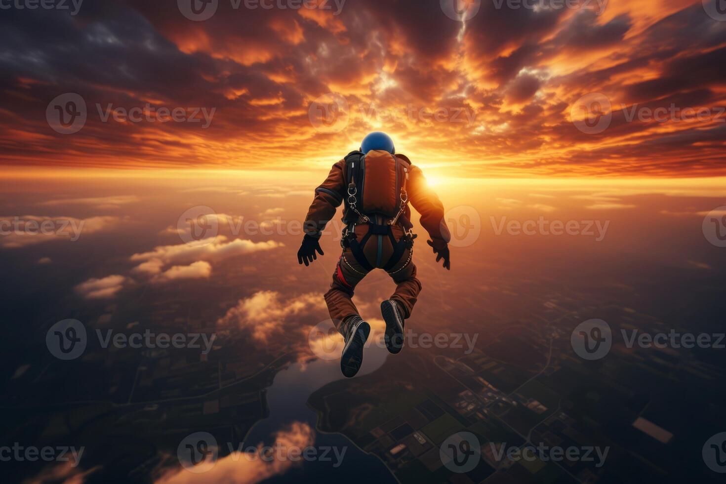 AI generated Breathtaking Skydiver sunset. Generate Ai photo