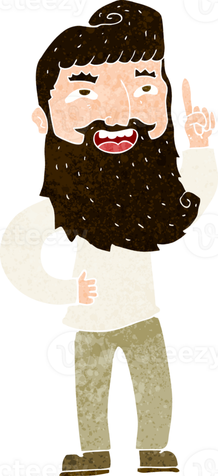 cartoon happy bearded man with idea png