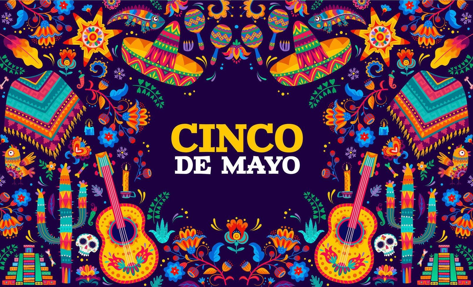 Cinco de mayo Mexican holiday alebrije banner vector