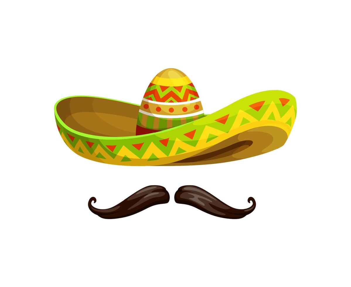 Mexican cinco de mayo sombrero with mustaches vector