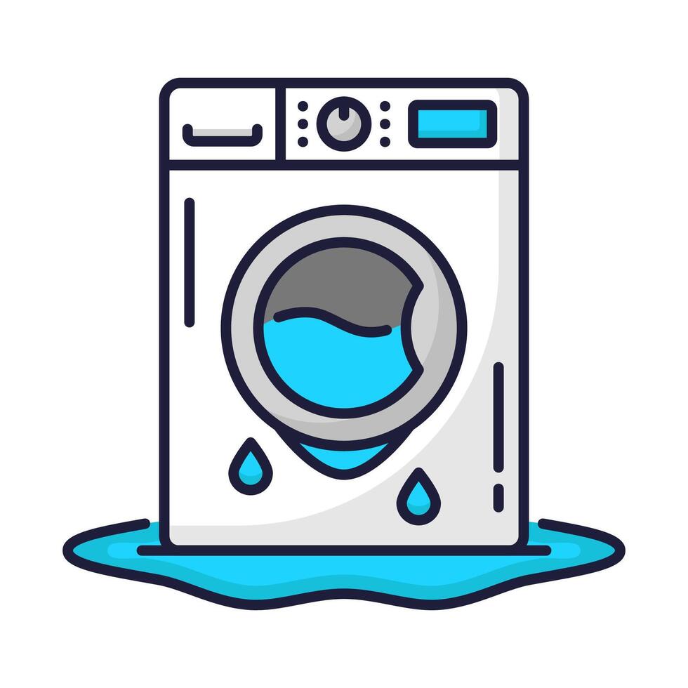 Plumbing service icon with broken washing machine vector