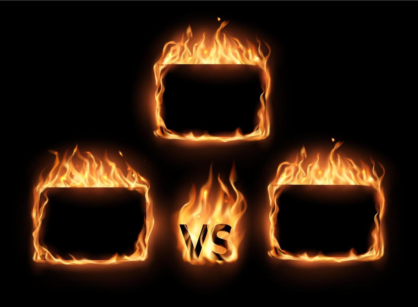 VS versus fire frames for fight battle competition vector