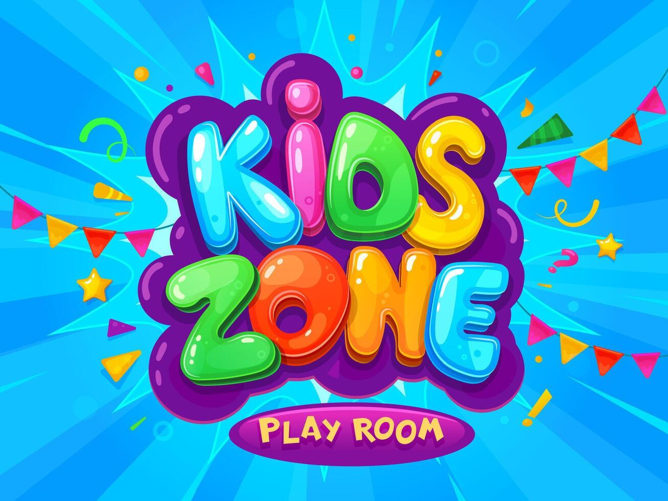 Kid zone banner, children area playground playroom vector