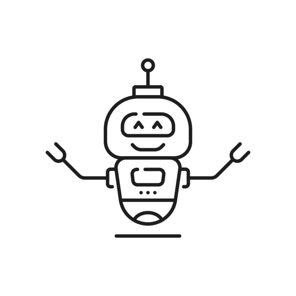 Robot line outline icon, artificial intelligence vector