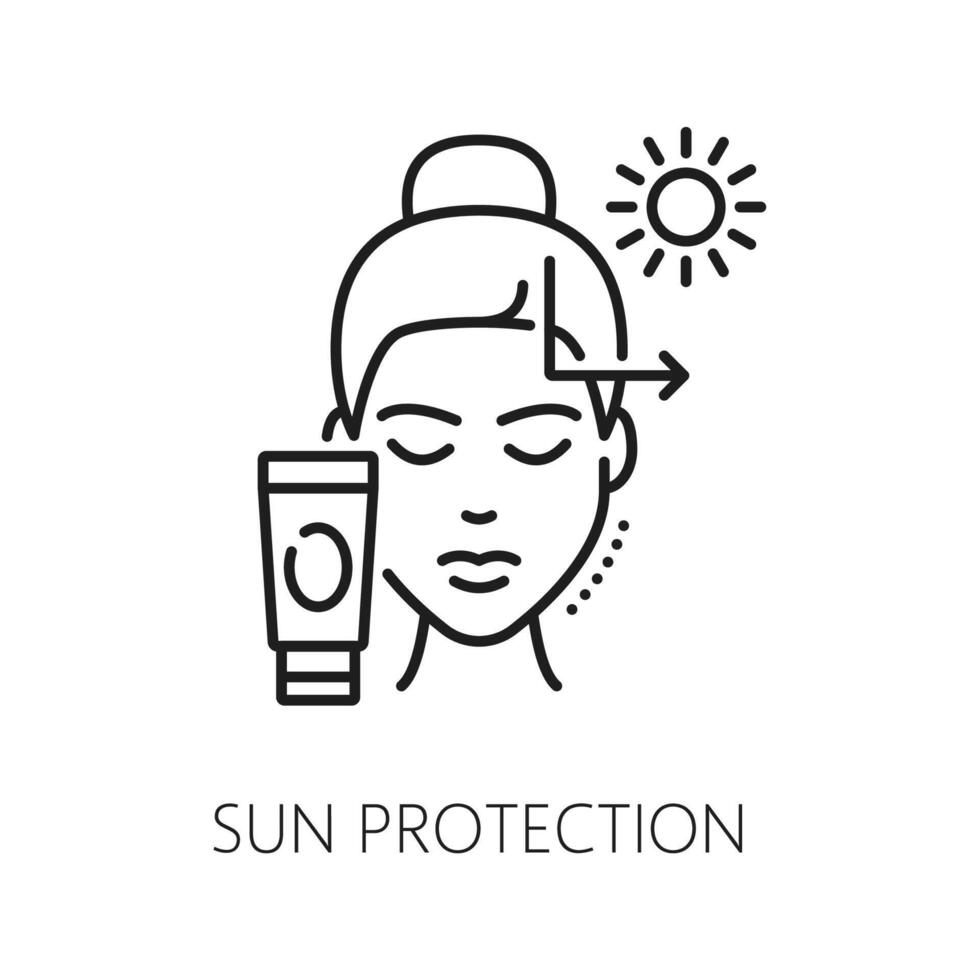 cara piel Dom proteccion, cosmetología contorno icono vector