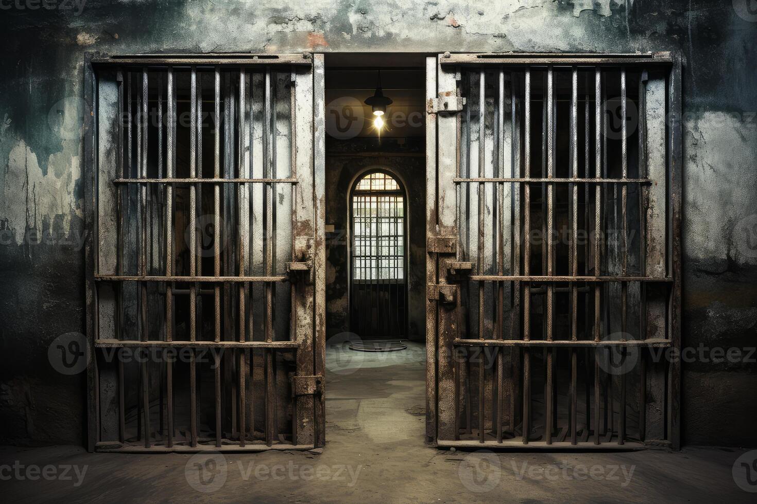 AI generated Foreboding Prison doors open. Generate Ai photo