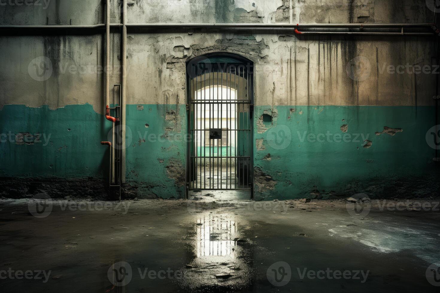 AI generated Imposing Prison doors. Generate Ai photo