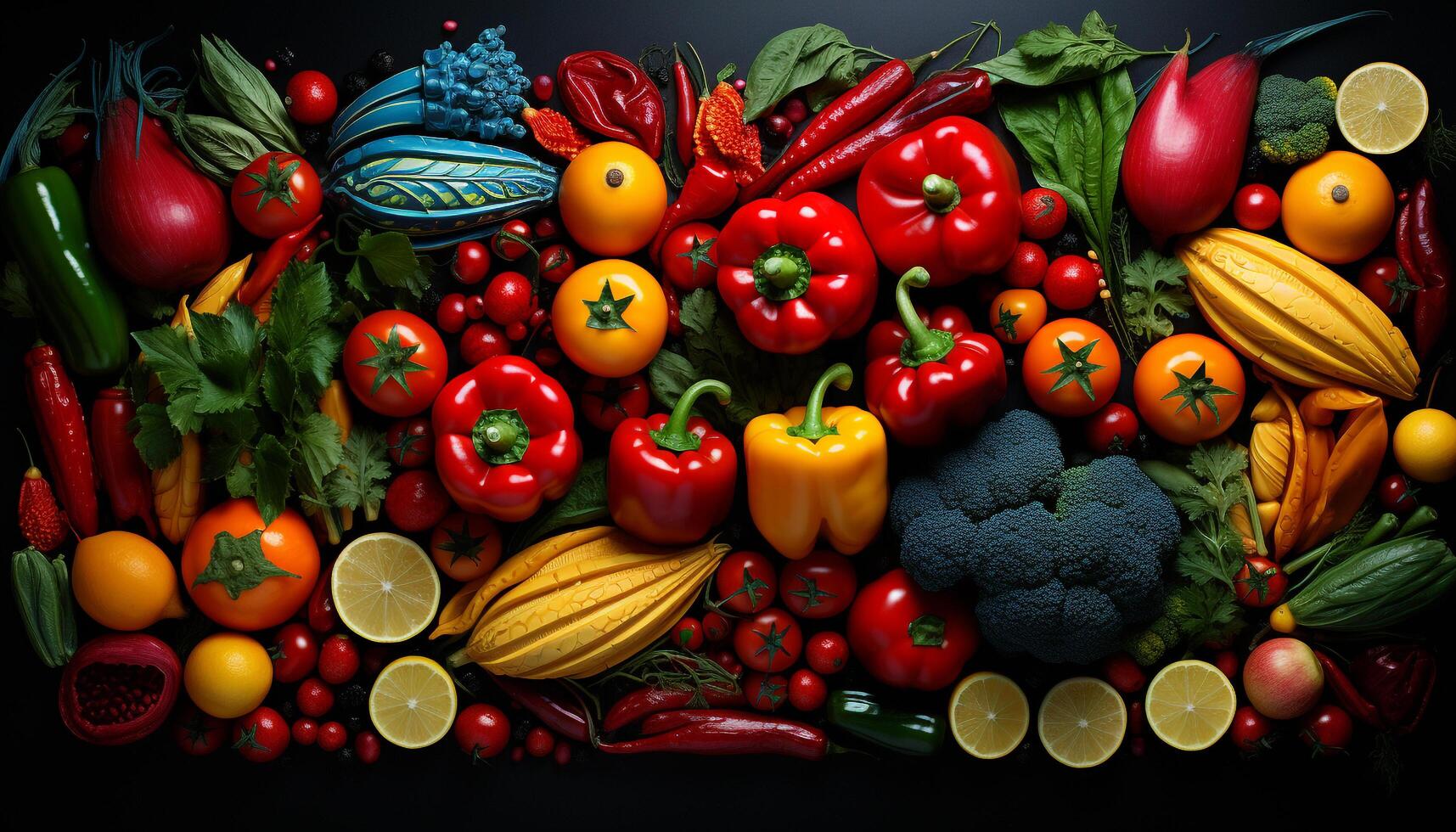 AI generated Freshness and variety of vegetables create a healthy, colorful meal generated by AI photo