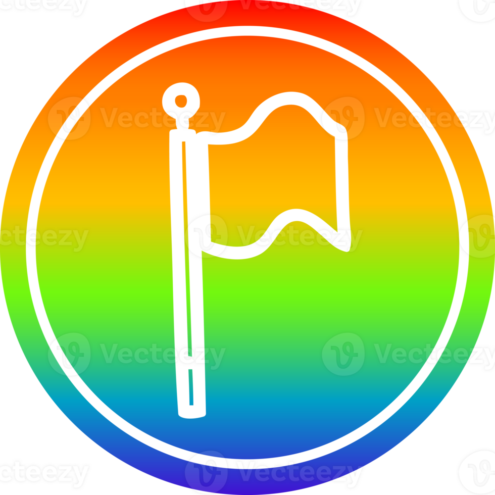 agitant drapeau circulaire icône avec arc en ciel pente terminer png