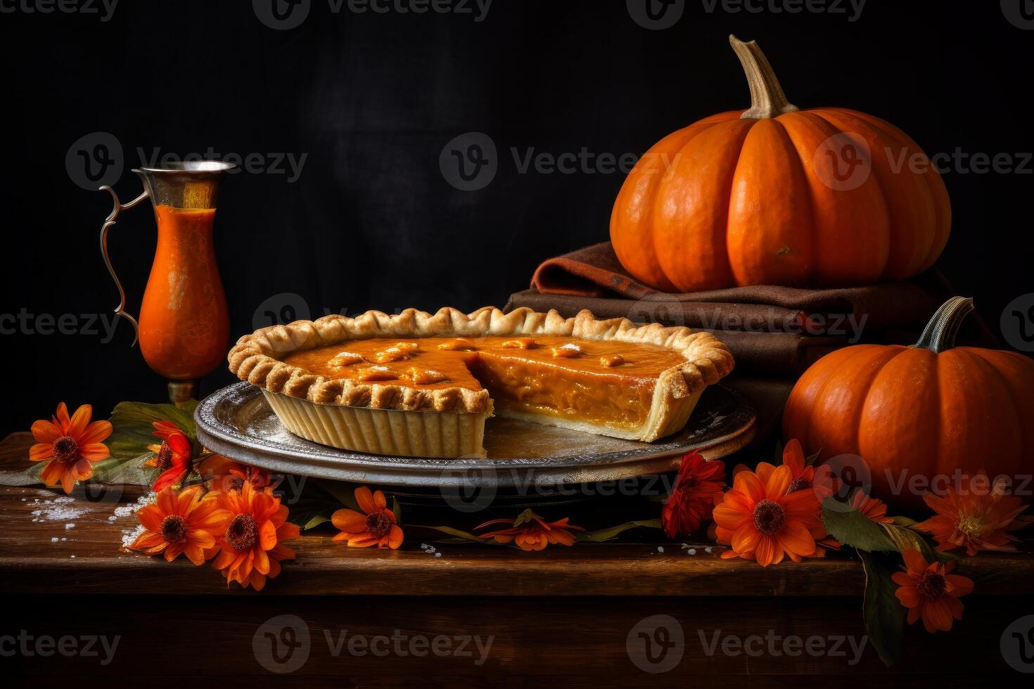 AI generated Tantalizing Cooking pumpkin pie. Generate Ai photo