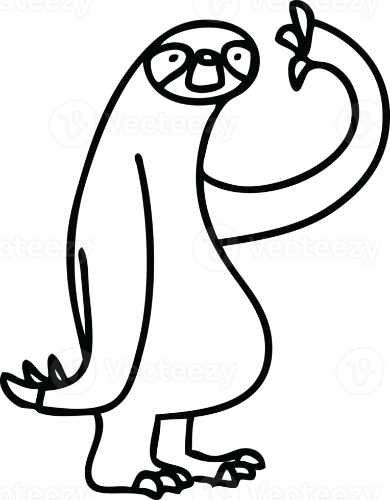 line drawing quirky cartoon sloth png