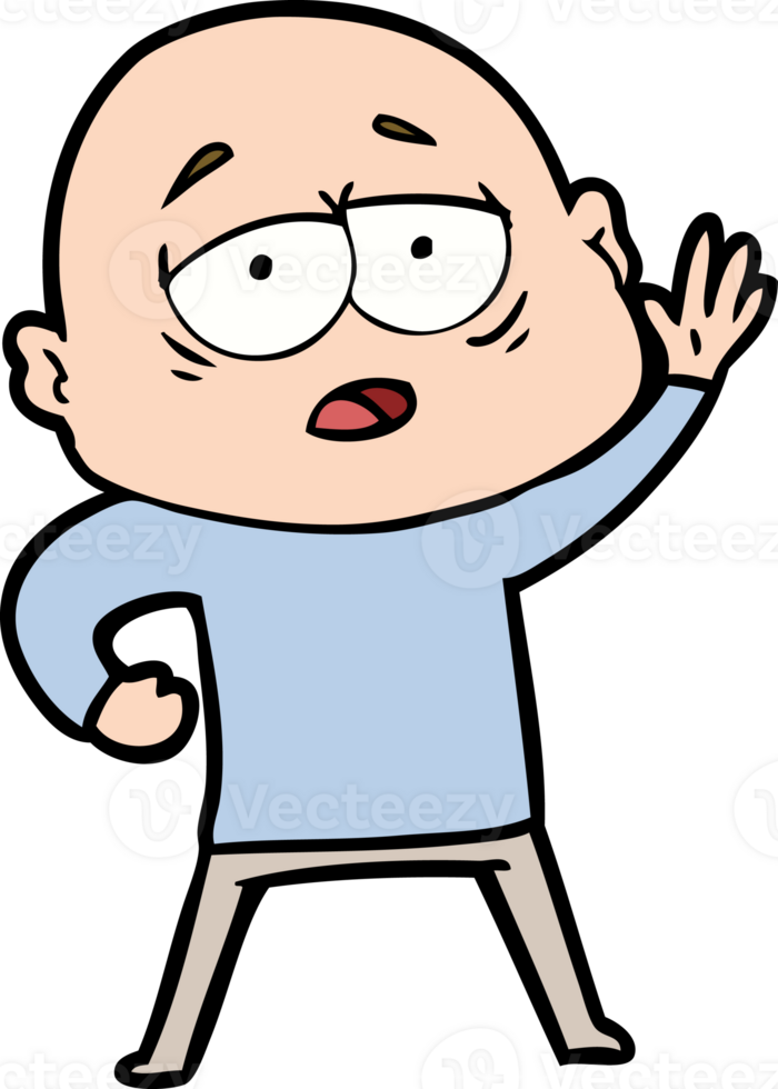 cartoon tired bald man png