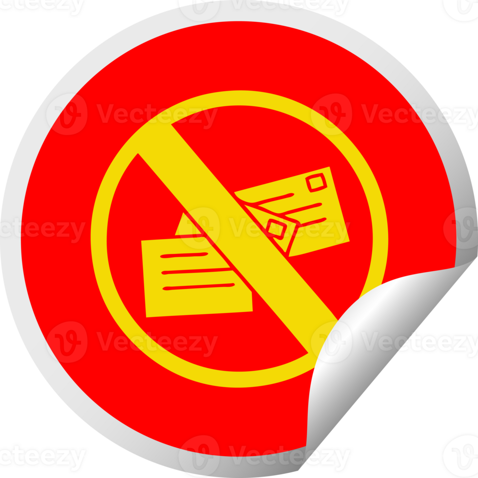 circular peeling sticker cartoon of a no post sign png