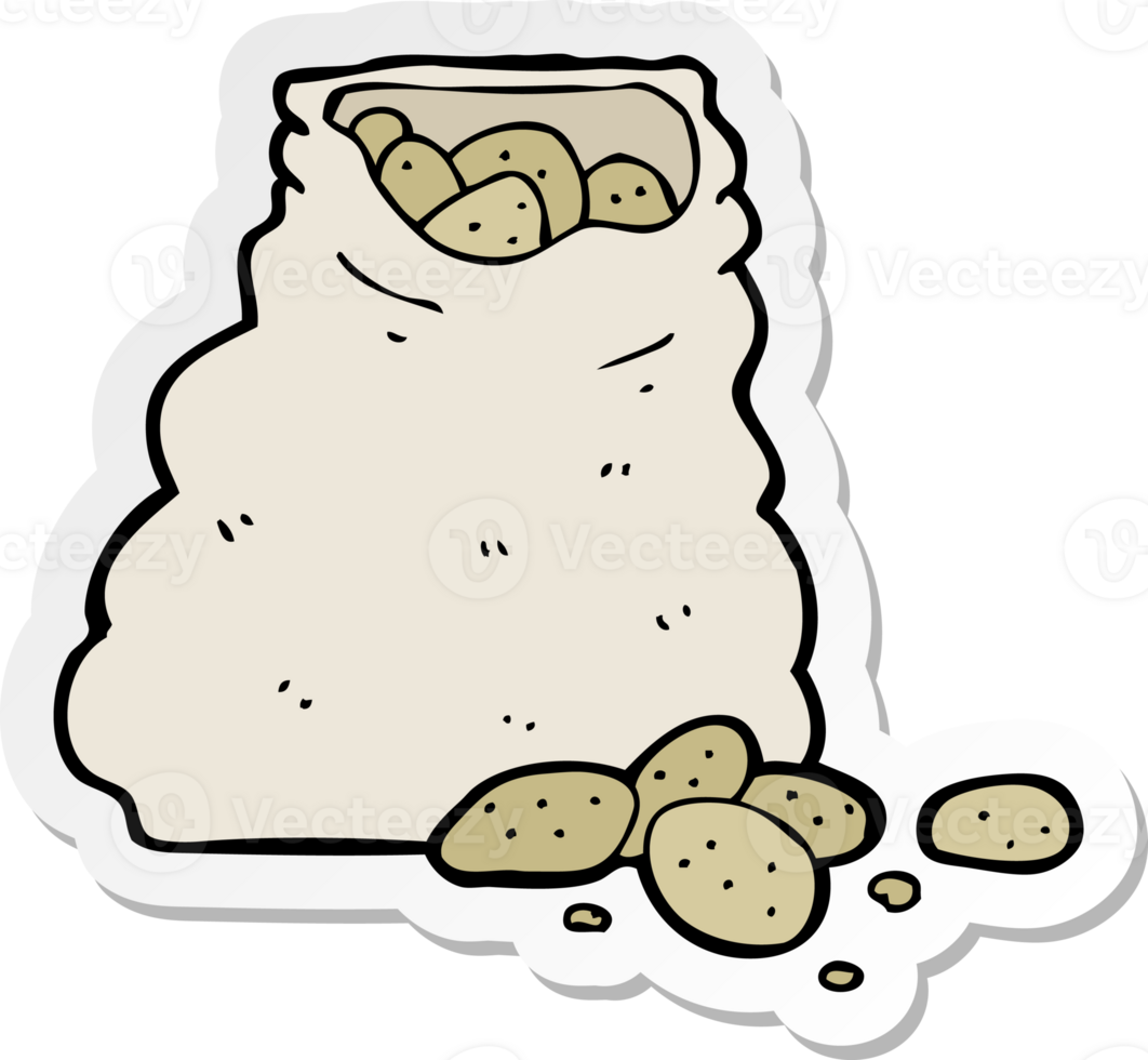 sticker of a cartoon sack of potatoes png