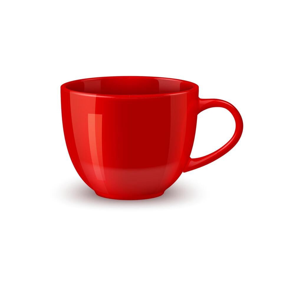 Red ceramic coffee mug and tea cup mockup design vector