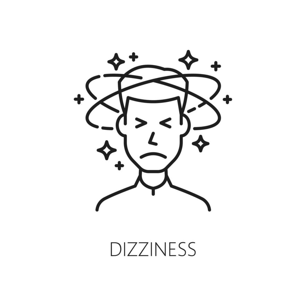 Dizziness anemia symptom line icon, hematology vector