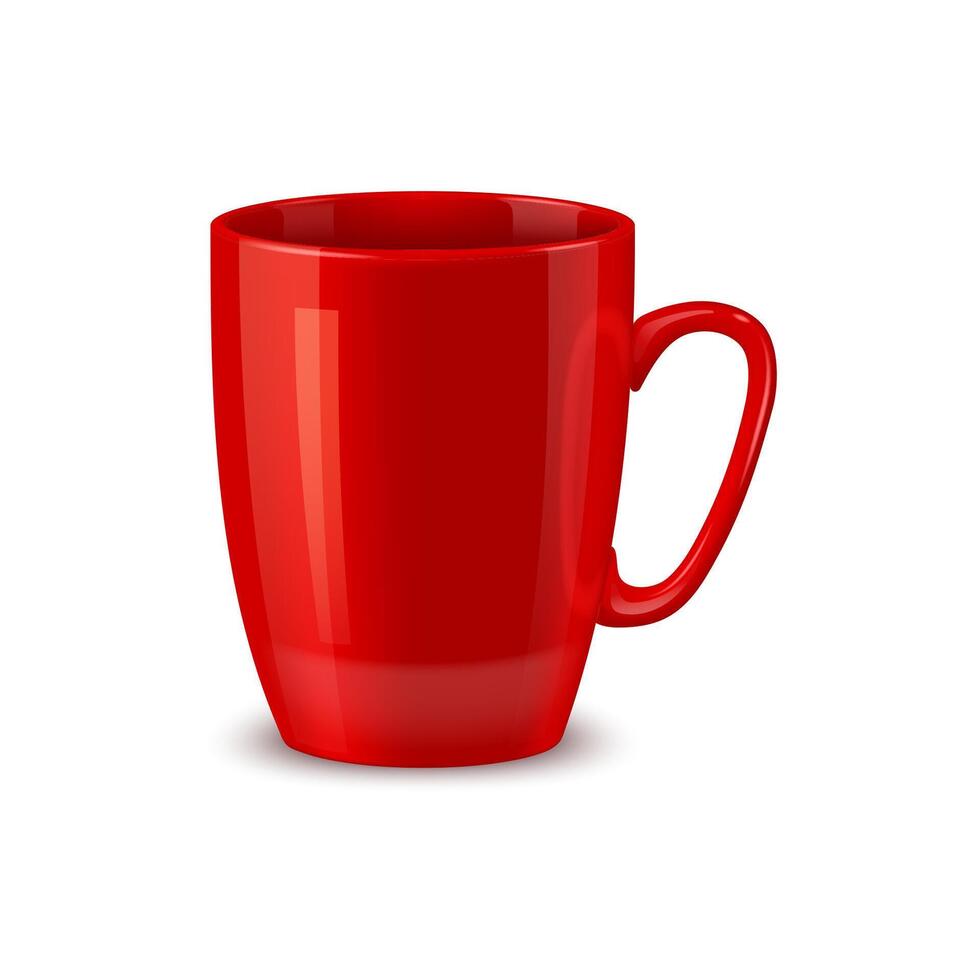 Red ceramic coffee mug and tea cup isolated mockup vector