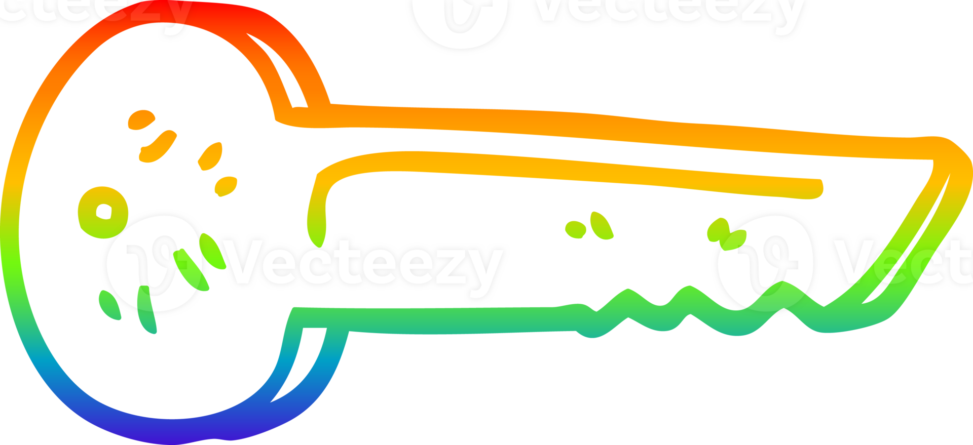 rainbow gradient line drawing of a cartoon metal key png