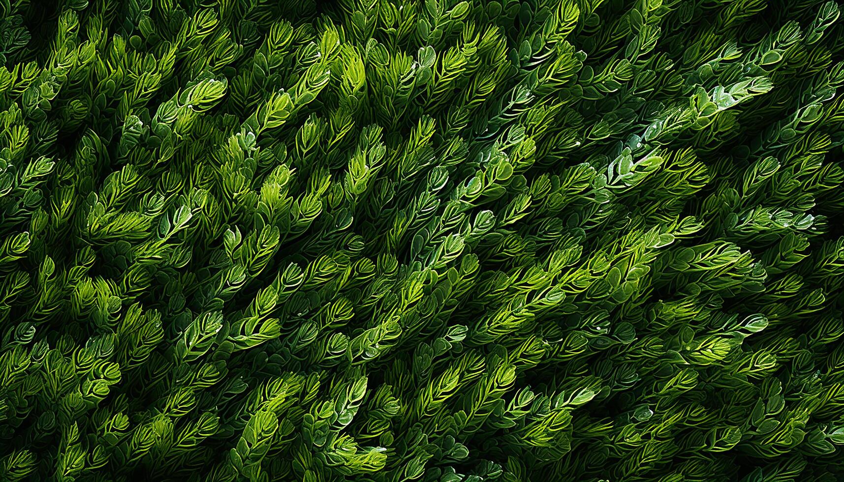 AI generated Fresh green leaves grow in a vibrant tropical forest generated by AI photo