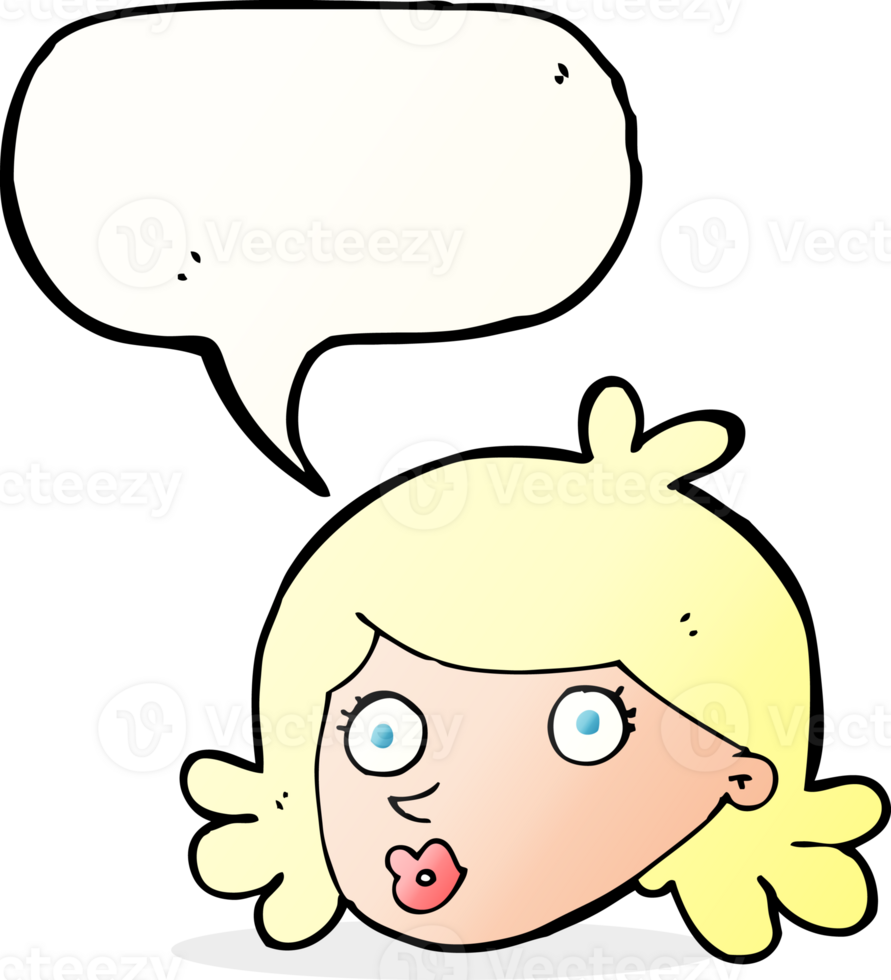cartoon pretty face with speech bubble png