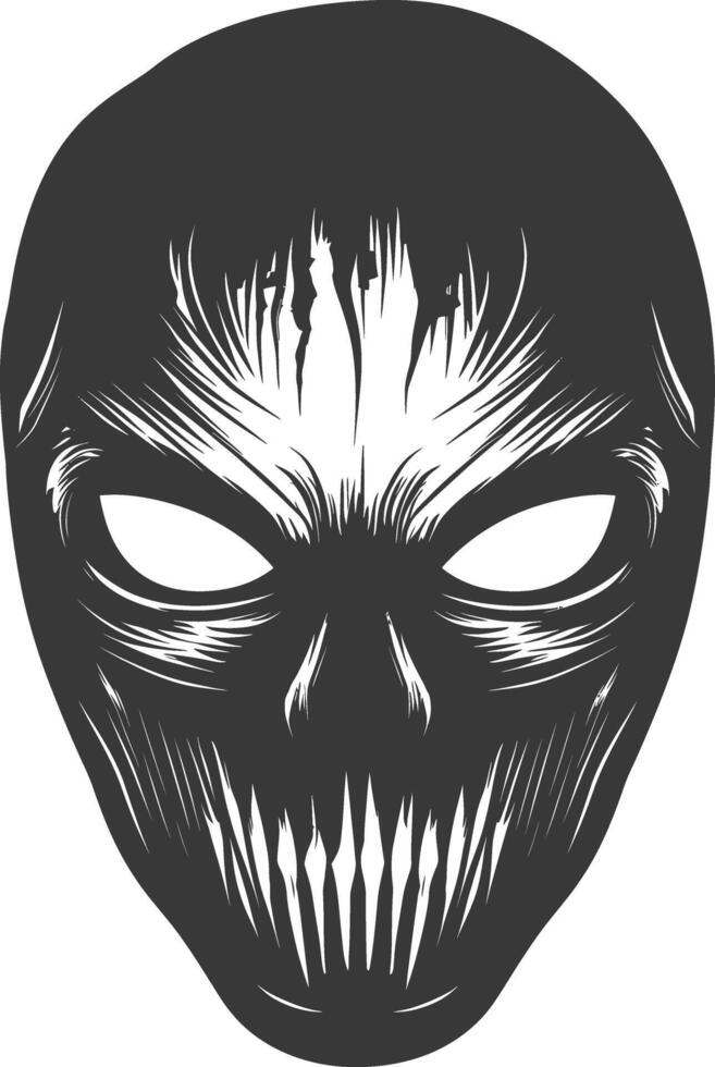 AI generated Silhouette Spooky Mask for the masquerade black color only vector