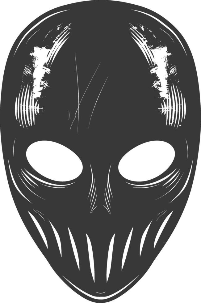 AI generated Silhouette Spooky Mask for the masquerade black color only vector