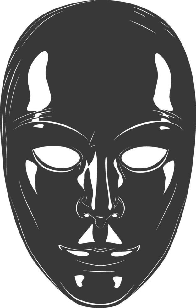 AI generated Silhouette Spooky Mask for the masquerade black color only vector