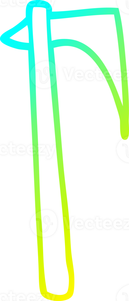 cold gradient line drawing of a cartoon sharp axe png