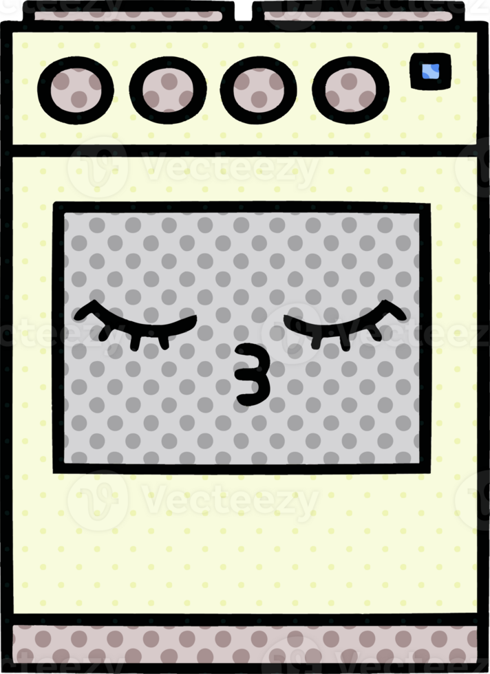 comic book style cartoon of a kitchen oven png