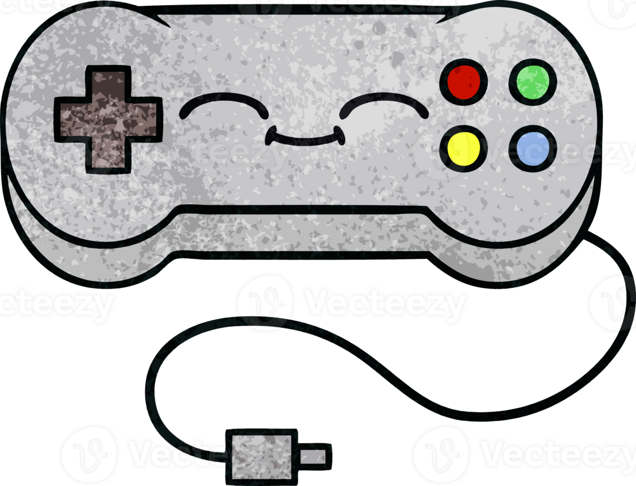 retro grunge texture cartoon of a game controller png