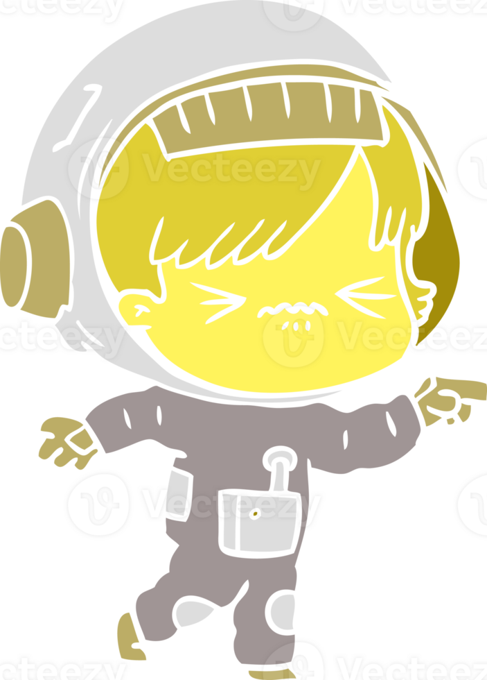 angry flat color style cartoon space girl png