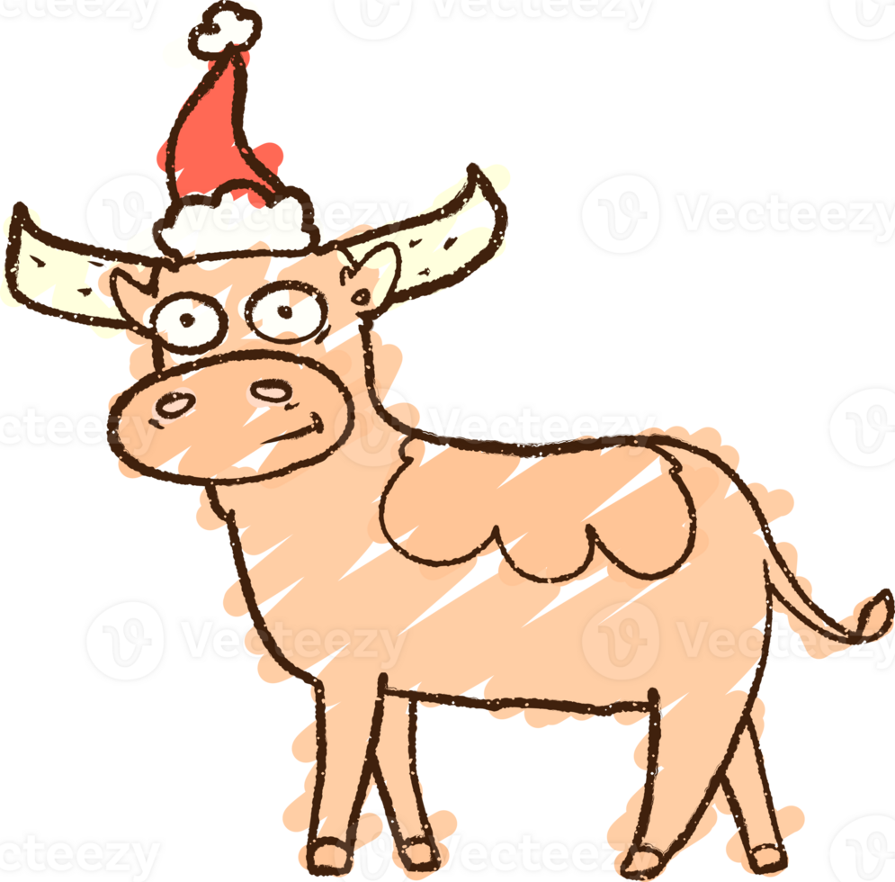 Christmas Cow Chalk Drawing png
